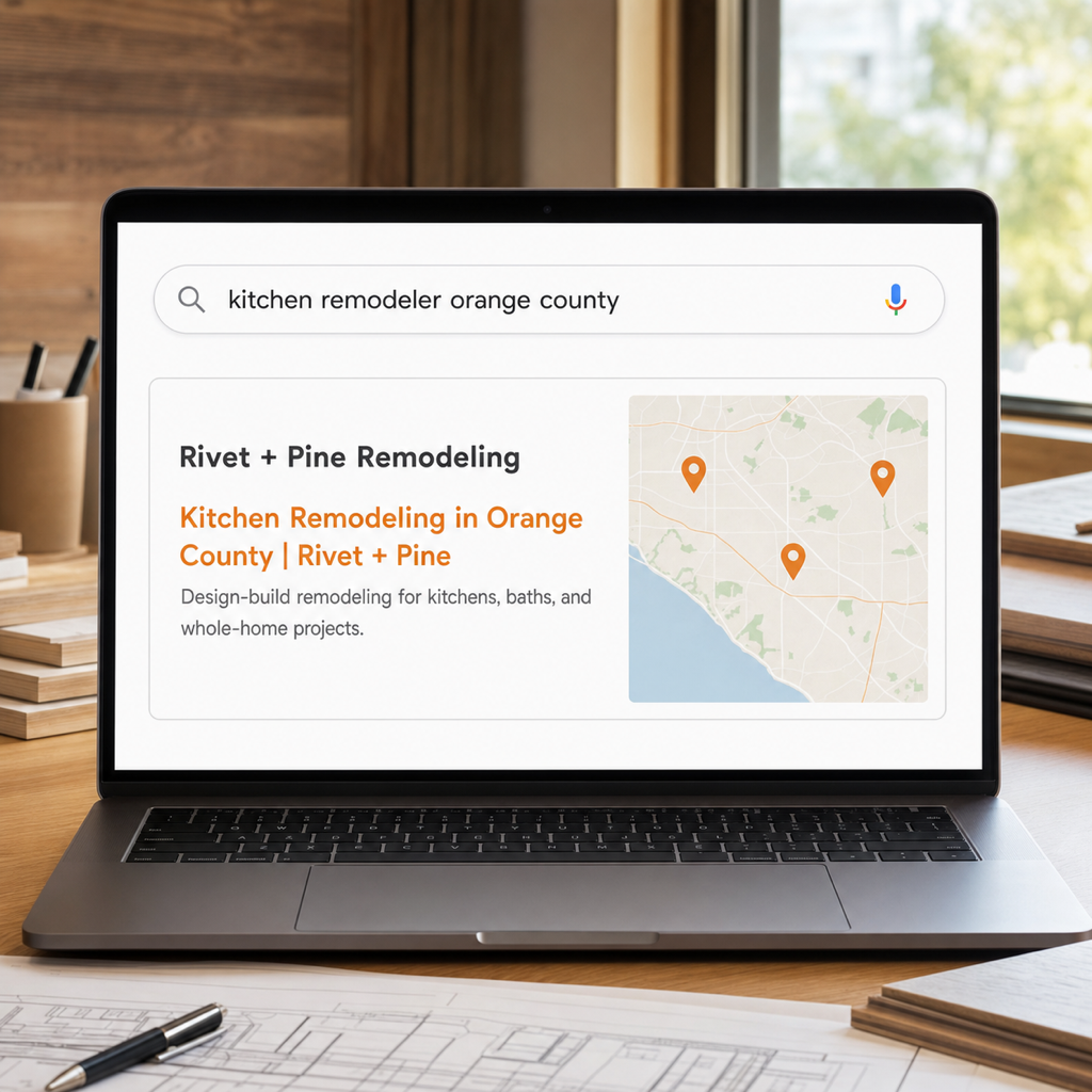 Rivet and Pine local remodeling search result and service-area map