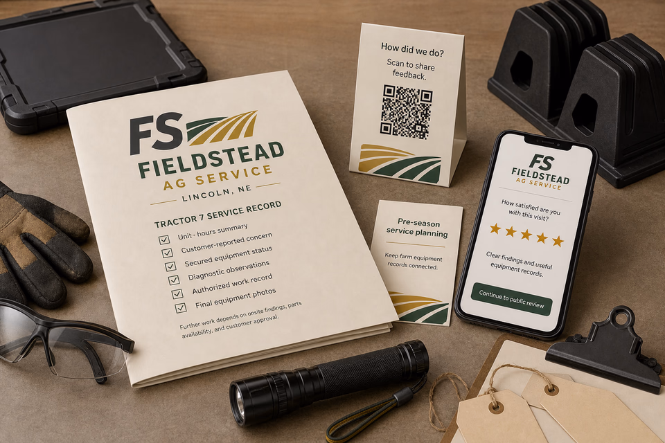 Fieldstead Ag Service retention system showing the customer journey and the team's next action