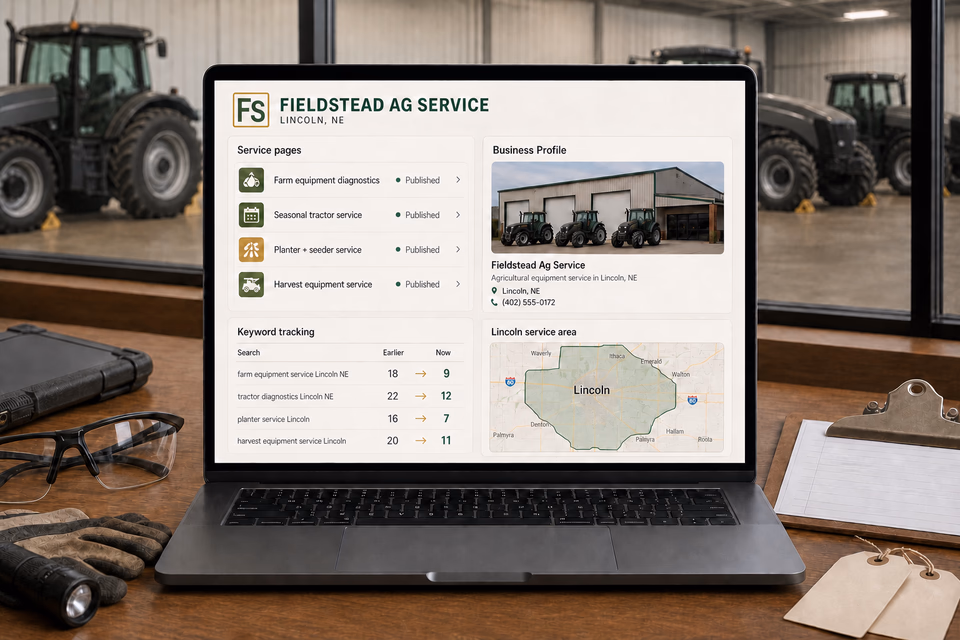 Fieldstead Ag Service visibility system showing the customer journey and the team's next action