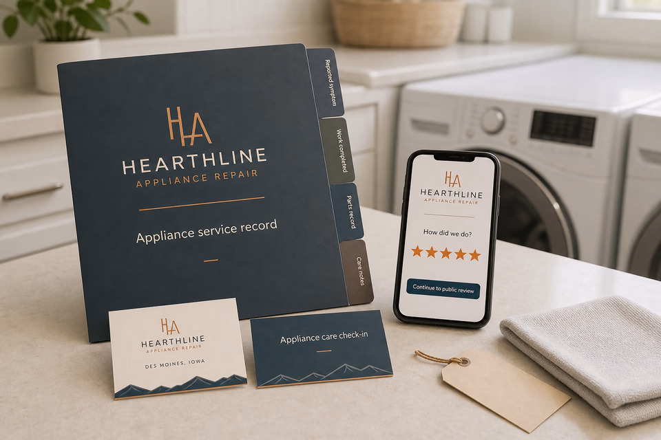 Hearthline Appliance Repair retention system showing the customer journey and the team's next action
