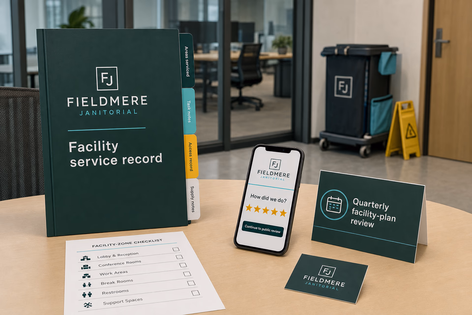 Fieldmere Janitorial retention system showing the customer journey and the team's next action