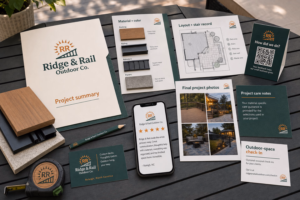 Ridge & Rail Outdoor Co. retention system showing the customer journey and the team's next action