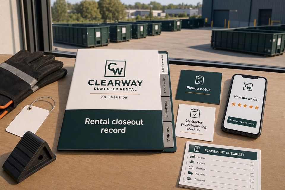 Clearway Dumpster Rental retention system showing the customer journey and the team's next action