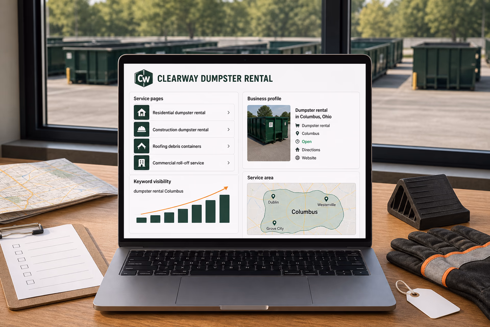 Clearway Dumpster Rental visibility system showing the customer journey and the team's next action