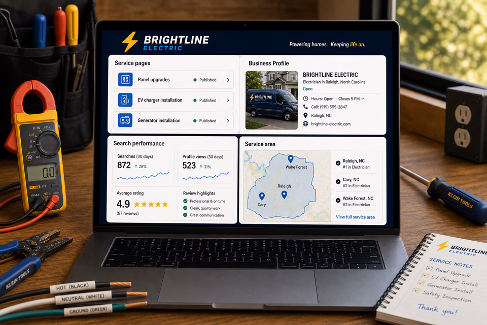 Brightline Electric visibility system showing the customer journey and the team's next action
