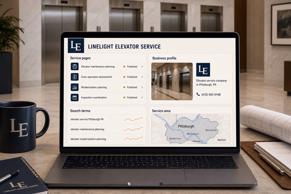 Linelight Elevator Service visibility system showing the customer journey and the team's next action
