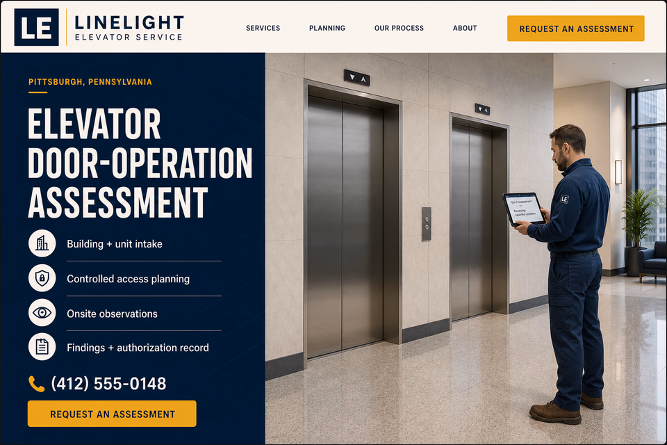 Linelight Elevator Service customer-facing service page with clear local service details, proof, and a direct request path