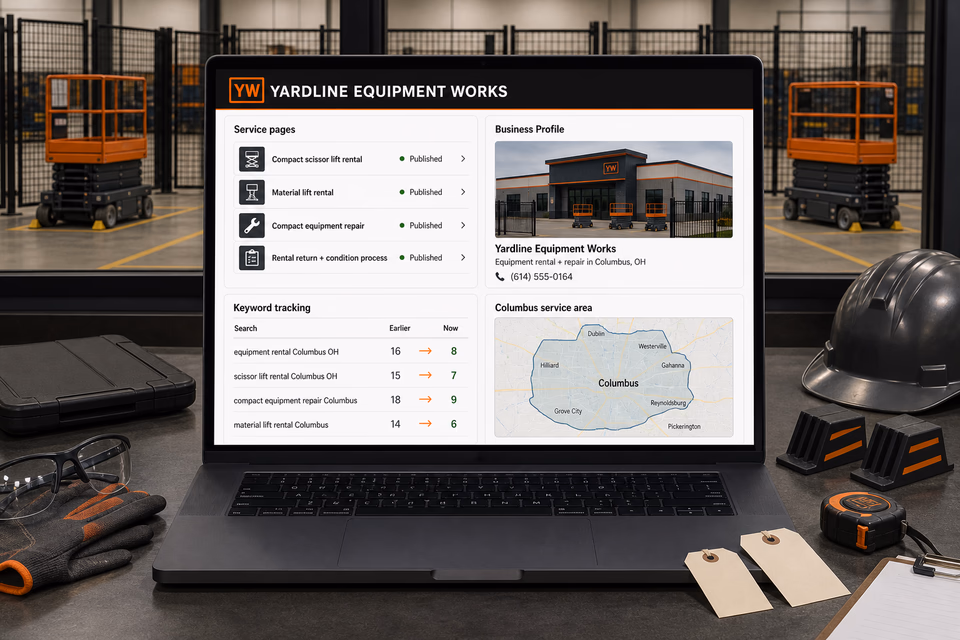 Yardline Equipment Works visibility system showing the customer journey and the team's next action