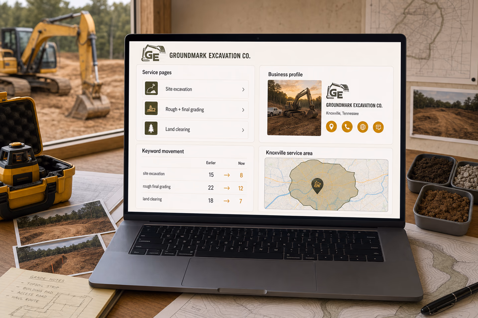 Groundmark Excavation Co. visibility system showing the customer journey and the team's next action