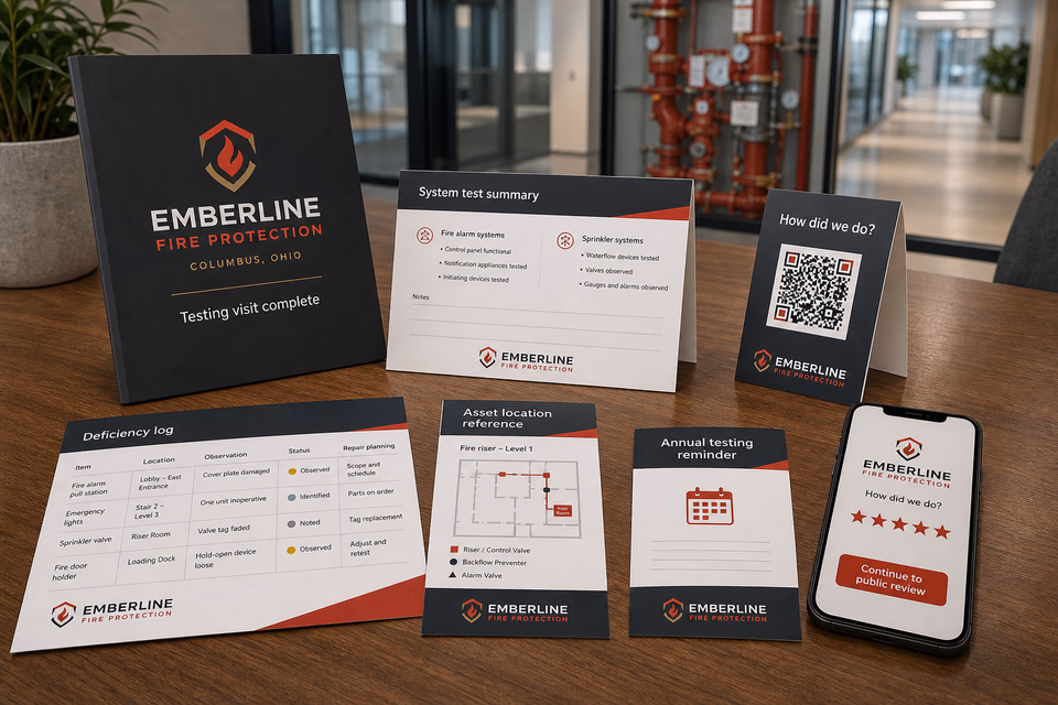 Emberline Fire Protection retention system showing the customer journey and the team's next action