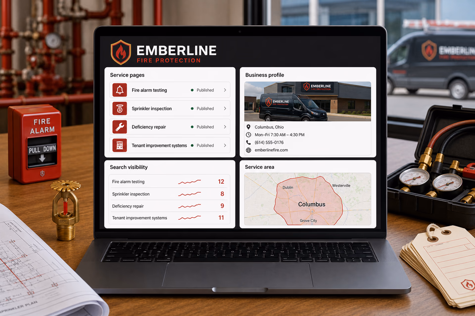 Emberline Fire Protection visibility system showing the customer journey and the team's next action