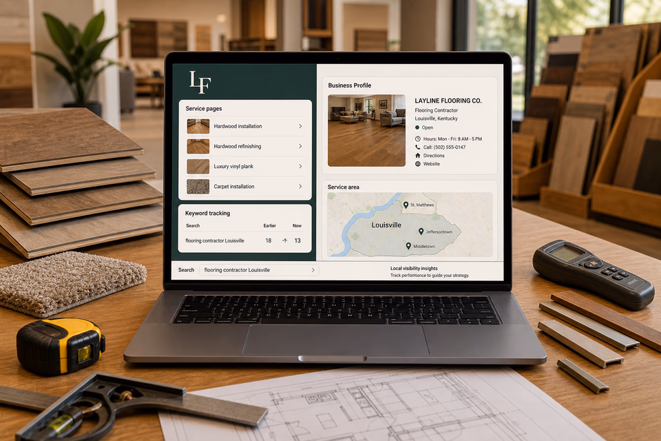 Layline Flooring Co. visibility system showing the customer journey and the team's next action