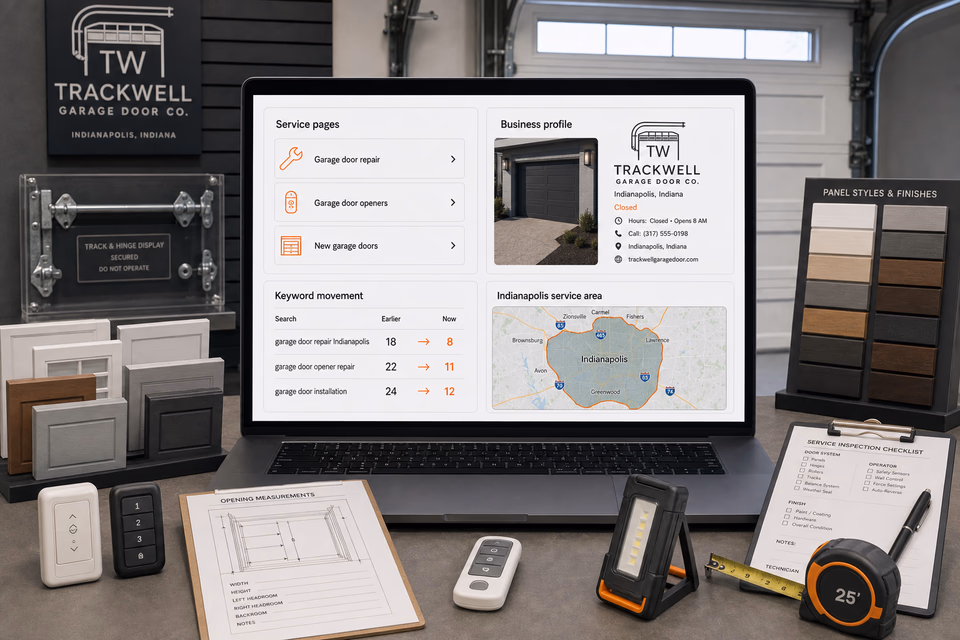 Trackwell Garage Door Co. visibility system showing the customer journey and the team's next action