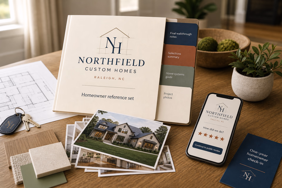 Northfield Custom Homes retention system showing the customer journey and the team's next action