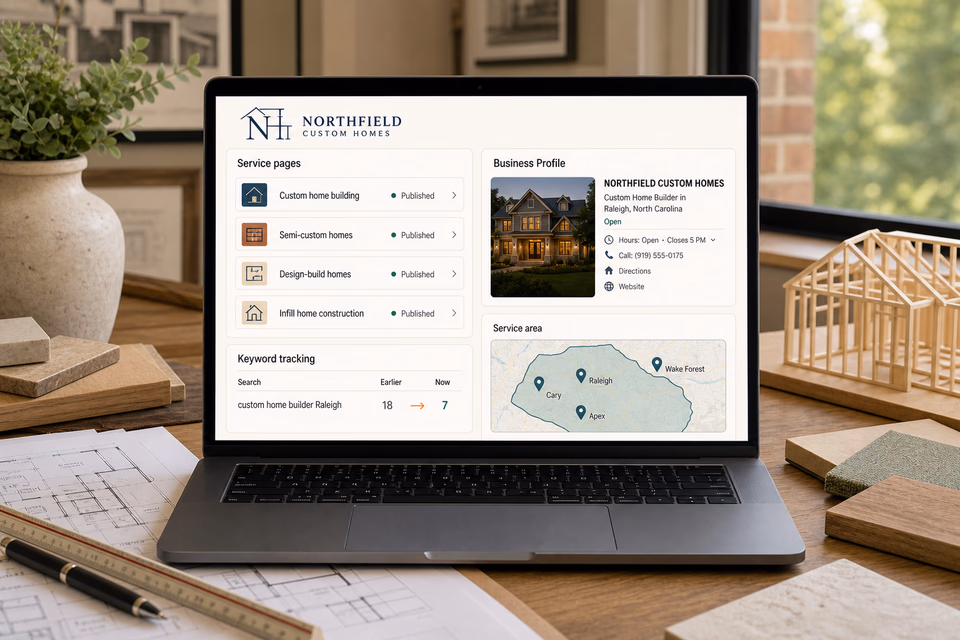 Northfield Custom Homes visibility system showing the customer journey and the team's next action