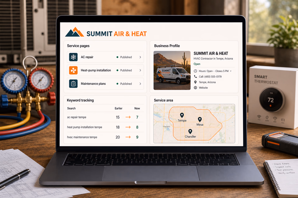 Summit Air & Heat visibility system showing the customer journey and the team's next action