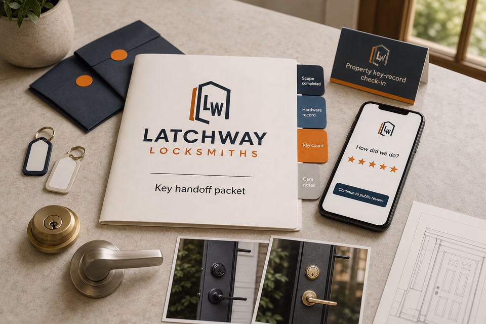 Latchway Locksmiths retention system showing the customer journey and the team's next action