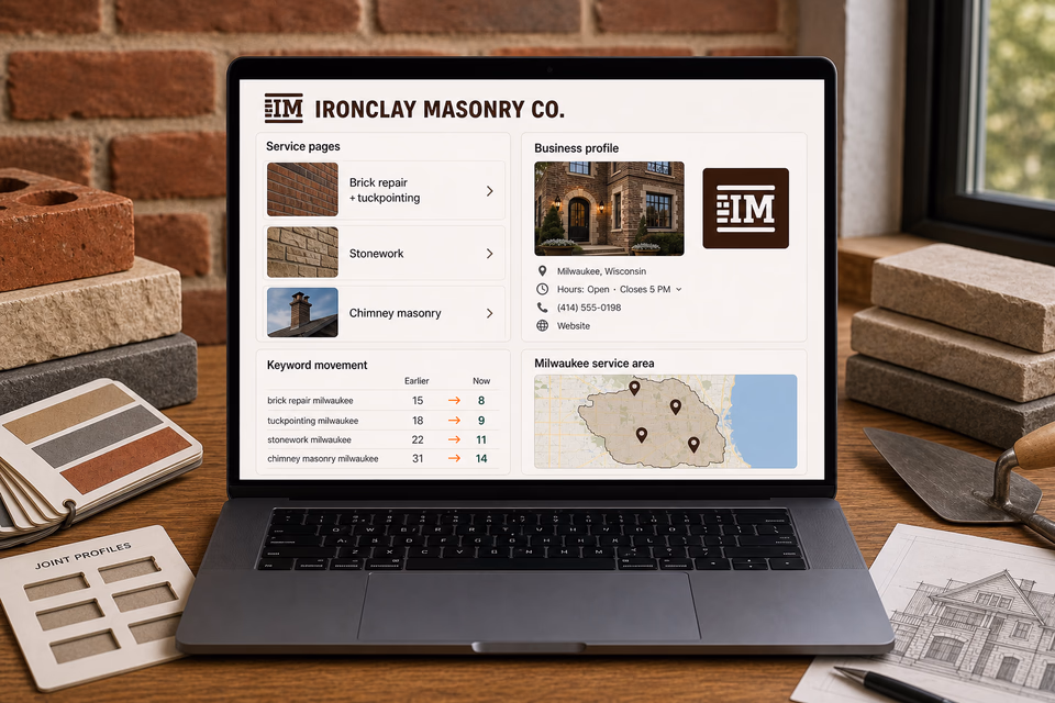 Ironclay Masonry Co. visibility system showing the customer journey and the team's next action