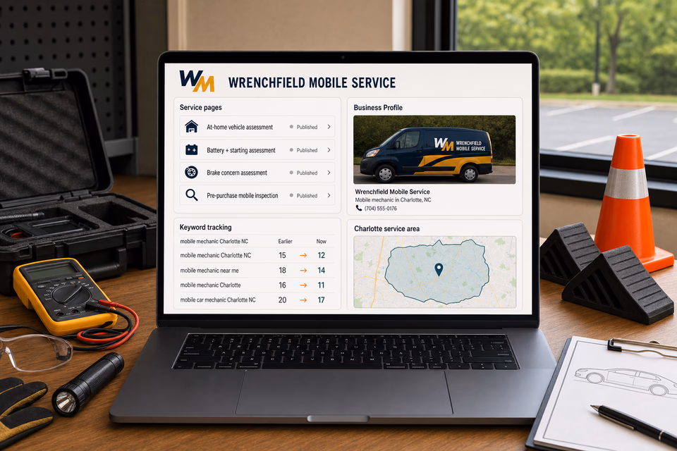 Wrenchfield Mobile Service visibility system showing the customer journey and the team's next action