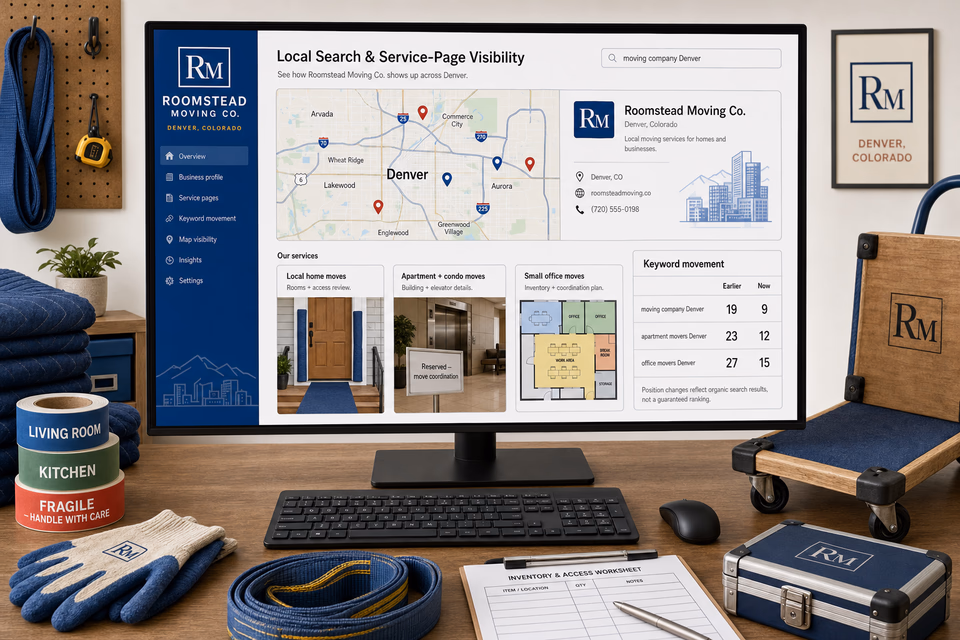 Roomstead Moving Co. visibility system showing the customer journey and the team's next action