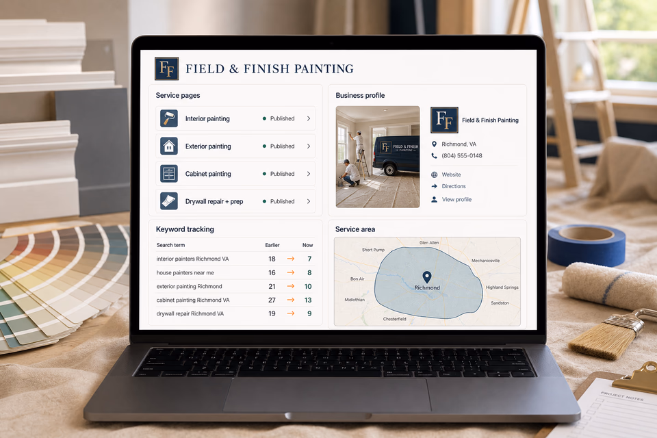 Field & Finish Painting visibility system showing the customer journey and the team's next action
