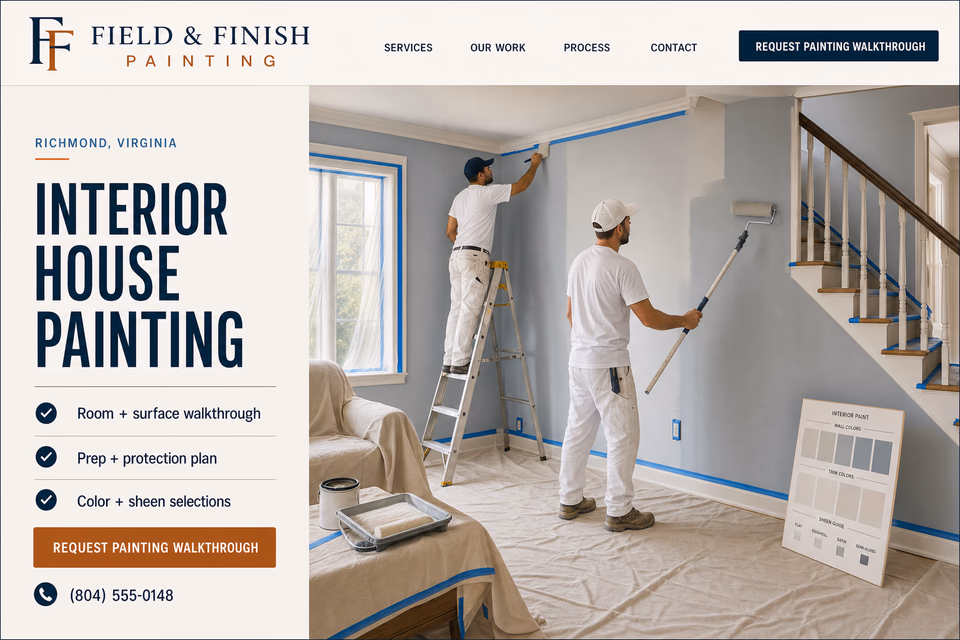 Field & Finish Painting customer-facing service page with clear local service details, proof, and a direct request path