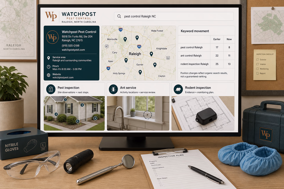 Watchpost Pest Control visibility system showing the customer journey and the team's next action