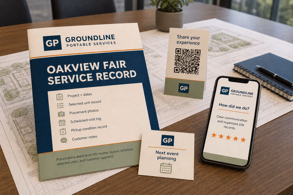 Groundline Portable Services retention system showing the customer journey and the team's next action