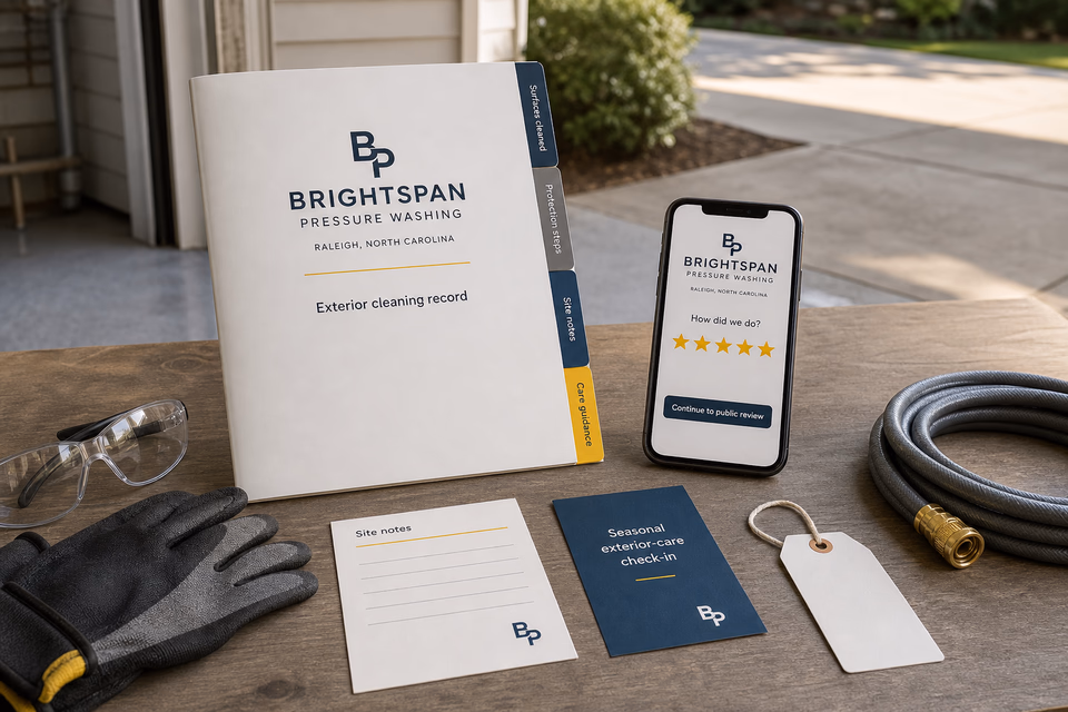 Brightspan Pressure Washing retention system showing the customer journey and the team's next action
