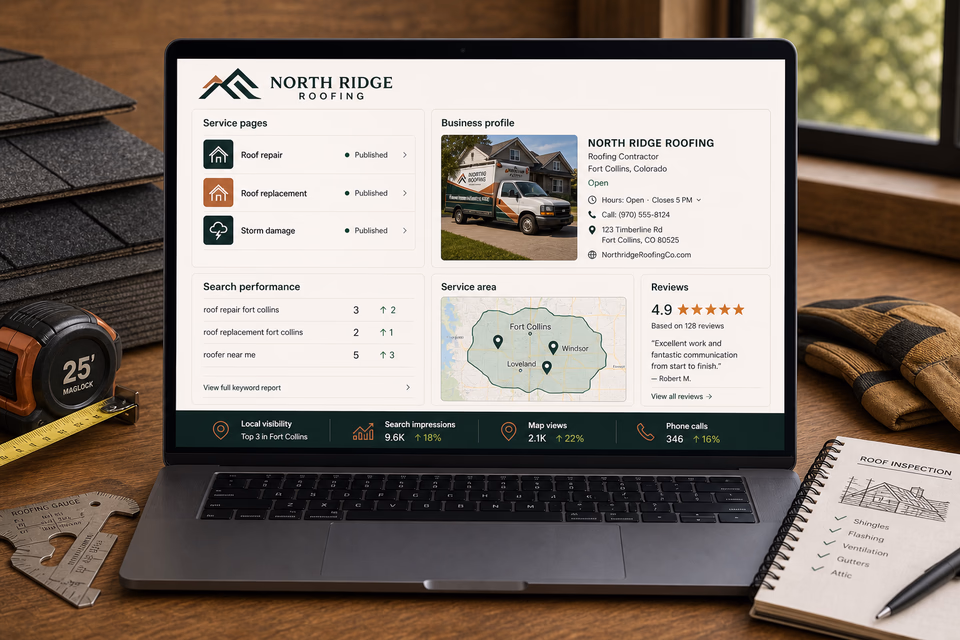 North Ridge Roofing visibility system showing the customer journey and the team's next action