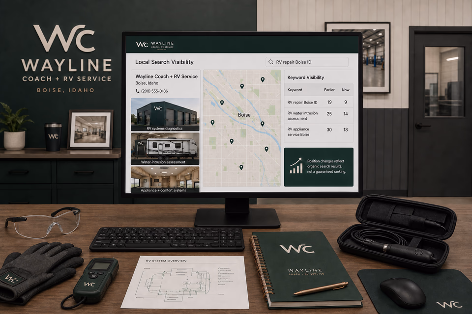 Wayline Coach + RV Service visibility system showing the customer journey and the team's next action