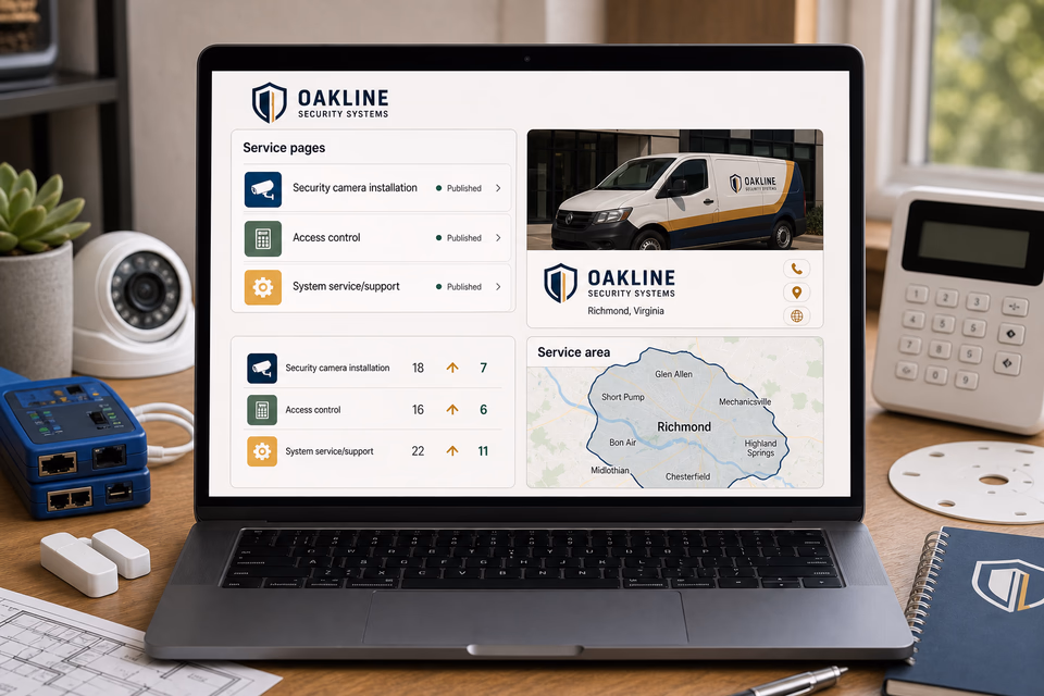 Oakline Security Systems visibility system showing the customer journey and the team's next action