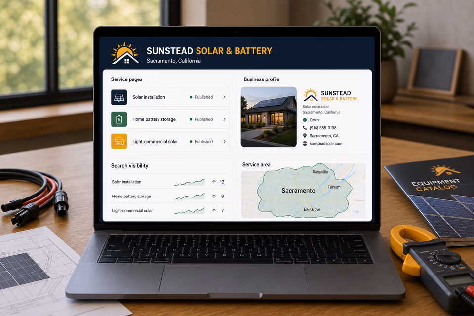 Sunstead Solar & Battery visibility system showing the customer journey and the team's next action