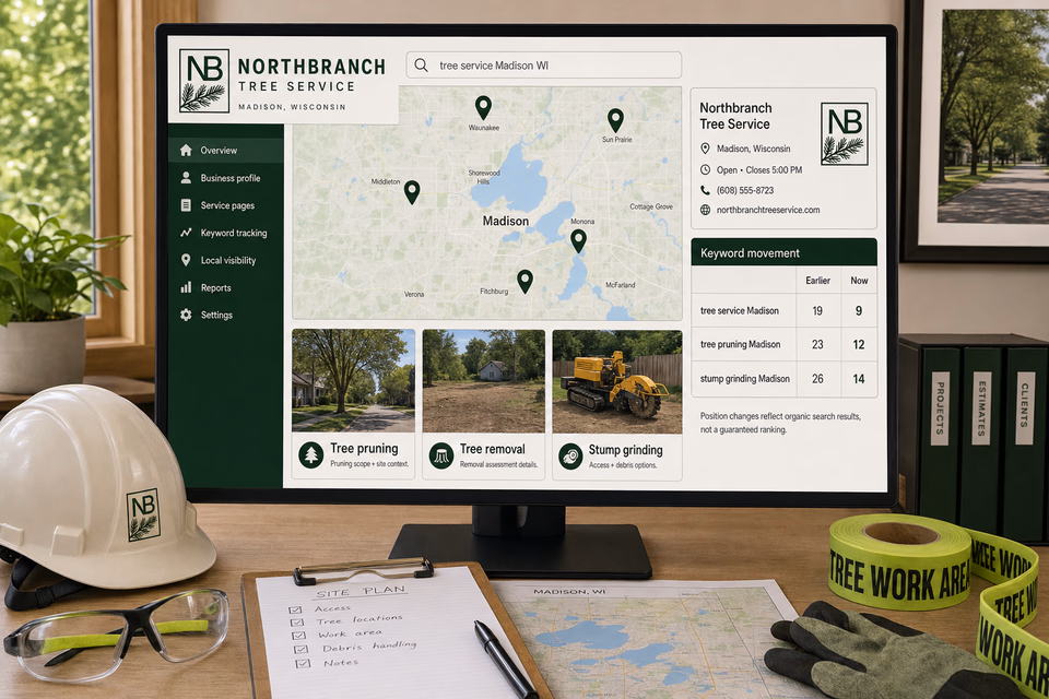 Northbranch Tree Service visibility system showing the customer journey and the team's next action