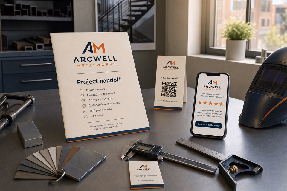 Arcwell Metalworks retention system showing the customer journey and the team's next action