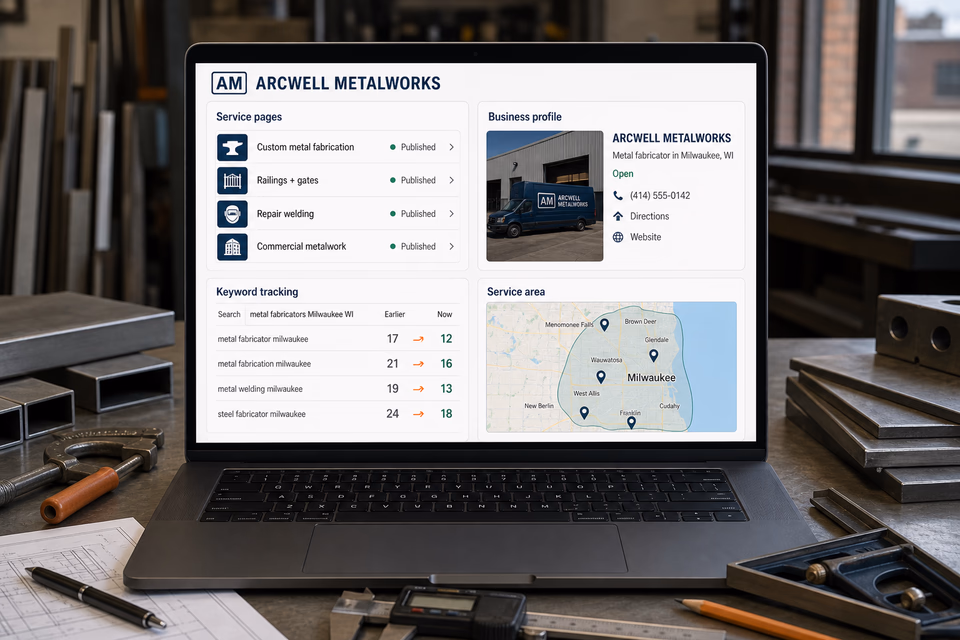 Arcwell Metalworks visibility system showing the customer journey and the team's next action