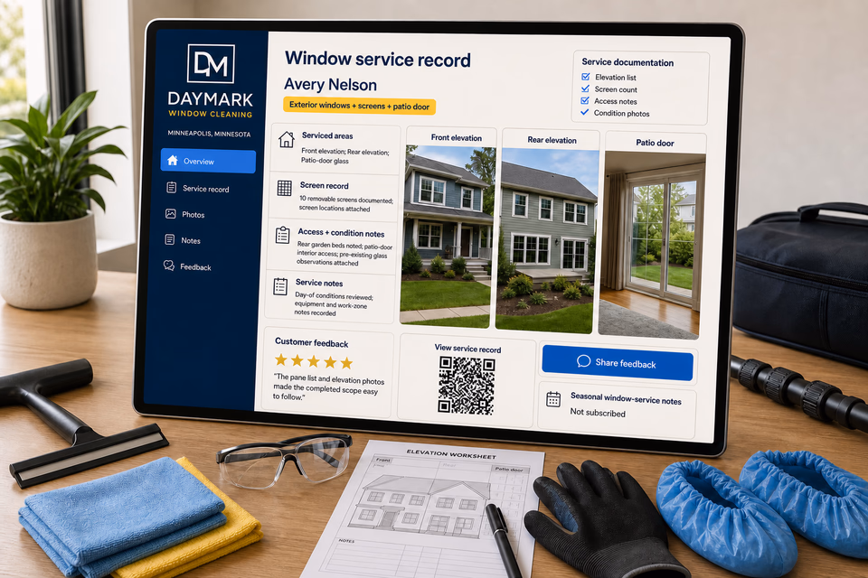 Daymark Window Cleaning retention system showing the customer journey and the team's next action