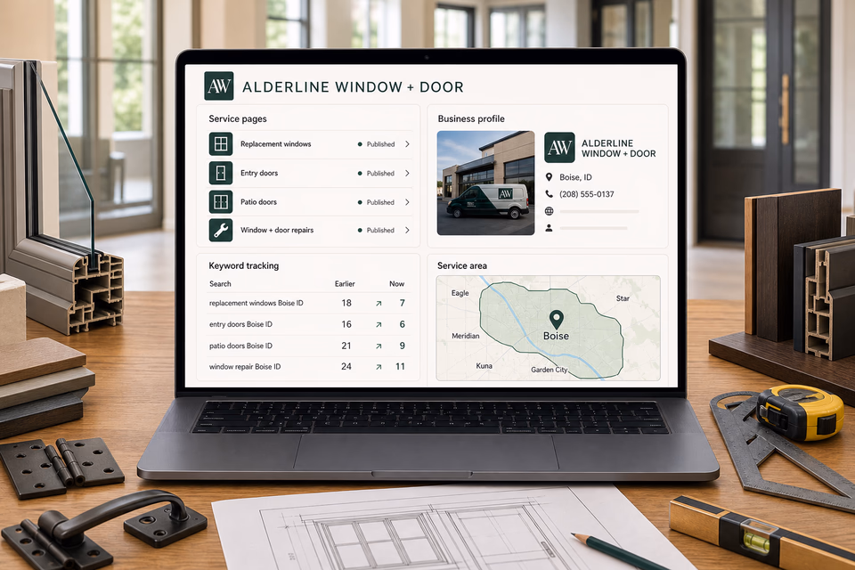 Alderline Window + Door visibility system showing the customer journey and the team's next action