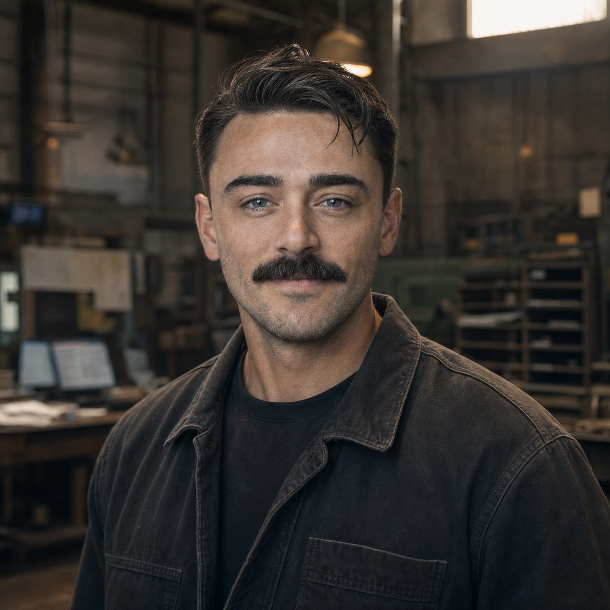 Matthew in a heavy fabrication workshop