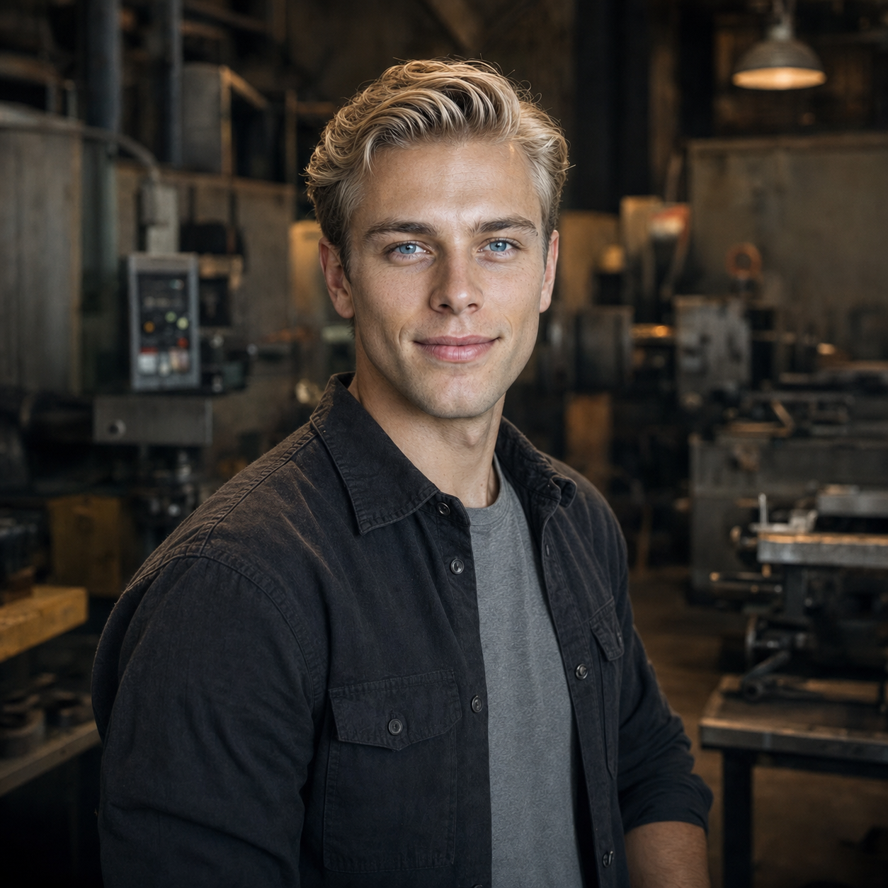 Maxwell in a heavy fabrication workshop